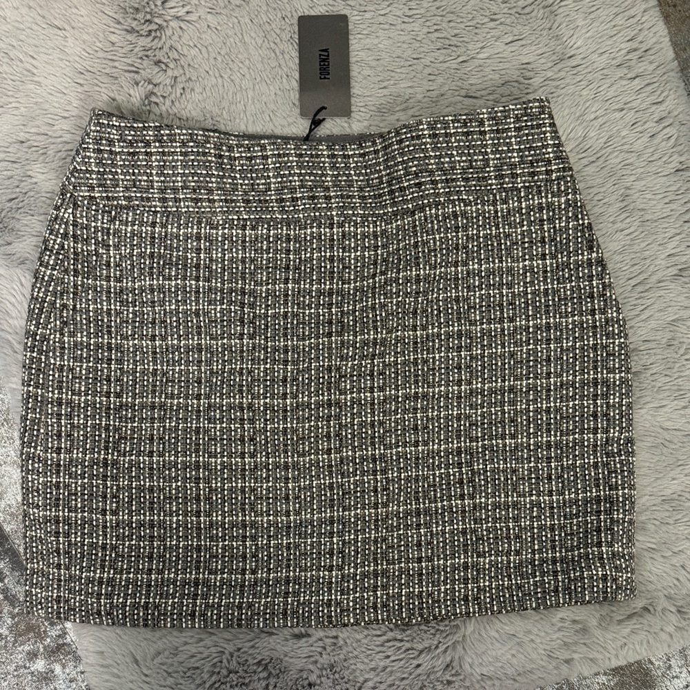 Grey and White Tweed flannel Pencil Skirt